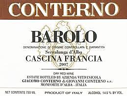 Giacomo Conterno Barolo 2007